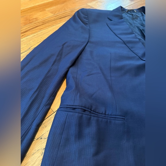 CANALI Travel + Water Resistant Navy Blue Striped Wool Sport Coat Men’s Size 46R - Picture 3 of 15
